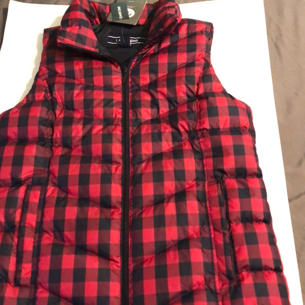 Lands End plaid puffer vest
